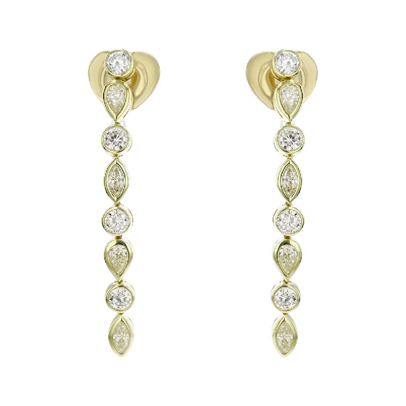 women's double hoop earrings-18K Yellow Gold Cento Dolce Diamond Drop Earrings