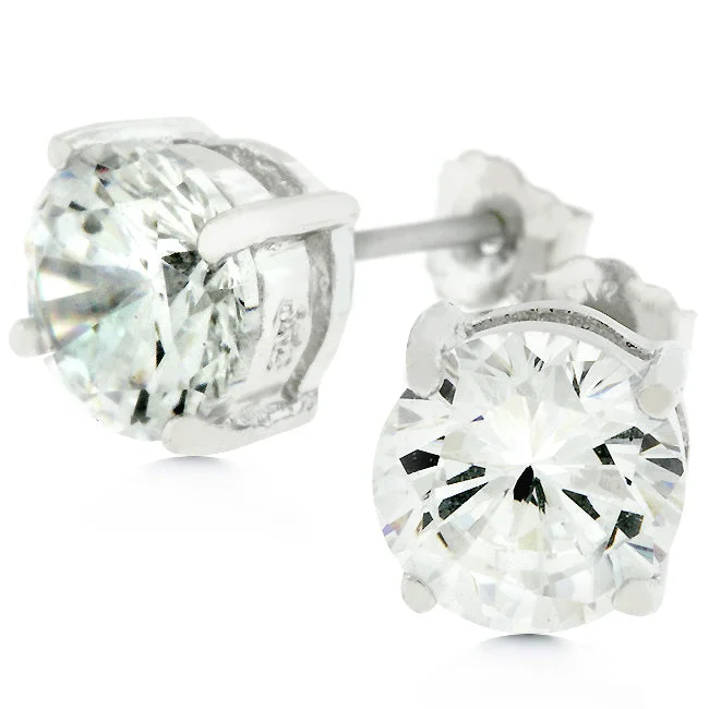 women's diamond earrings-Blossom Clear Round Cut Stud Earrings – 7mm | 1.5ct | Sterling Silver