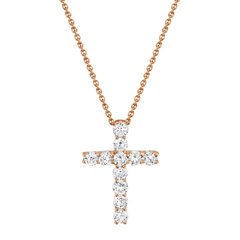 women's charm necklaces-14k Gold Diamond Cross Necklace