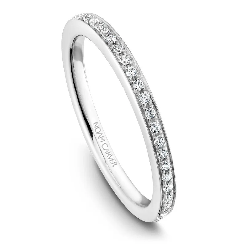 women's geometric design engagement rings-Noam Carver Micropavé Diamond Wedding Band B095-02B