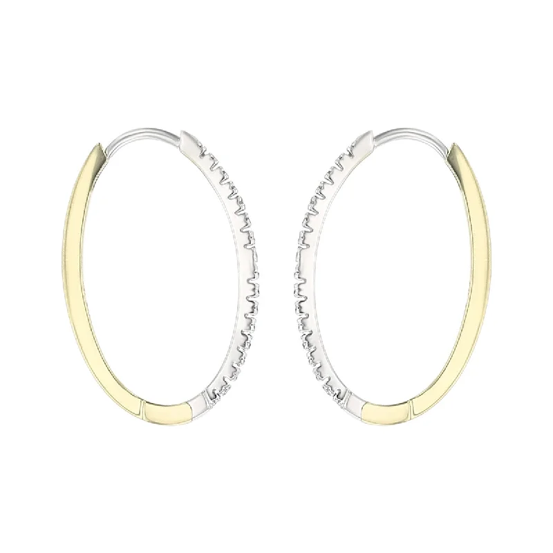 women's silver dangly earrings-18K Yellow Gold Diamond Halfway Hoop Earrings