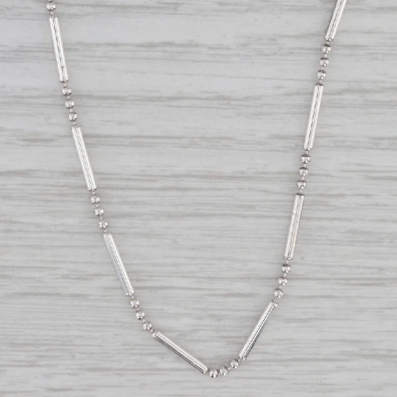 women's engraved heart necklaces-Bar Bead Chain Necklace Sterling Silver 30" 1.5mm