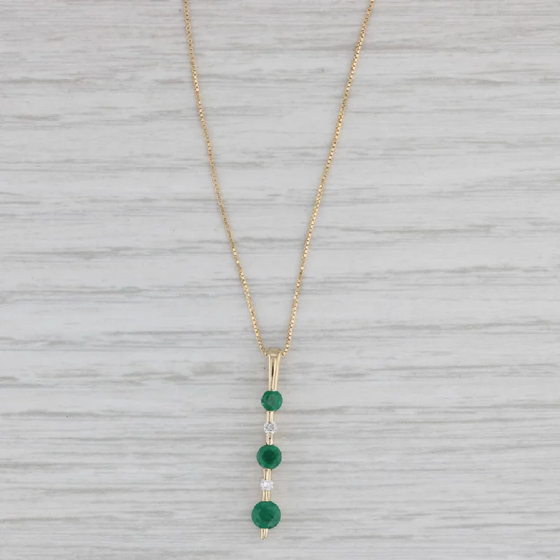 women's modern necklaces-0.55ctw Emerald Diamond Journey Pendant Necklace 14k Yellow Gold 18" Box Chain