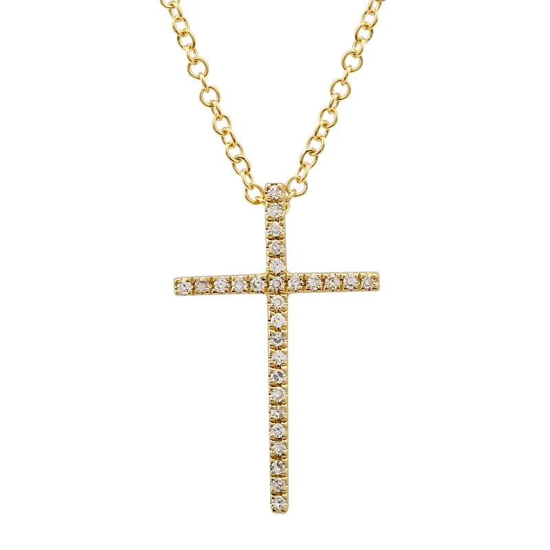 women's custom necklaces-14k Yellow Gold Diamond Cross Necklace