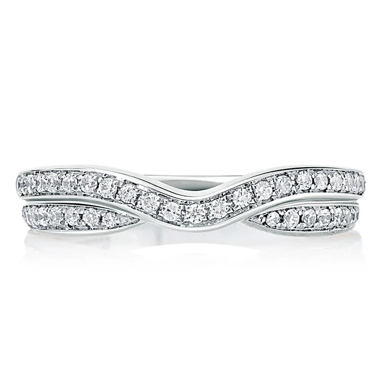 women's square diamond engagement rings-A. Jaffe Double Row Curved Diamond Wedding Band WR1000/22