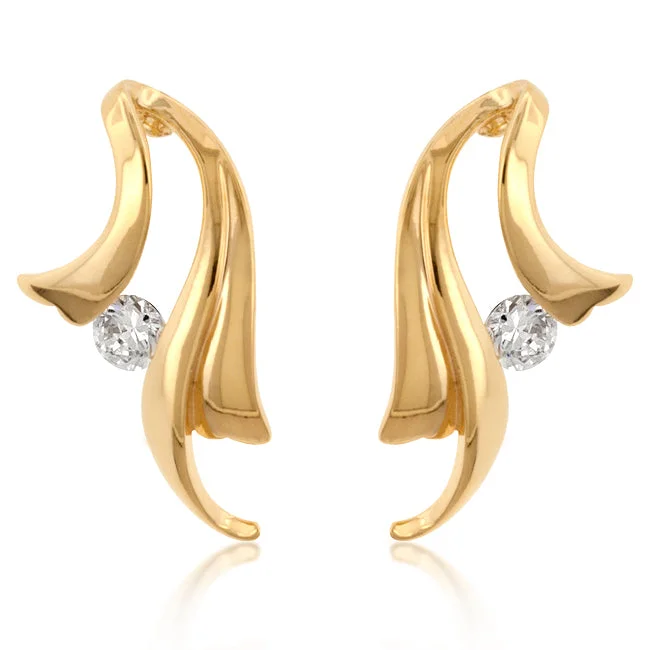 women's small stud earrings-Lana Gold Ribbon CZ Stud Earrings | 04ct