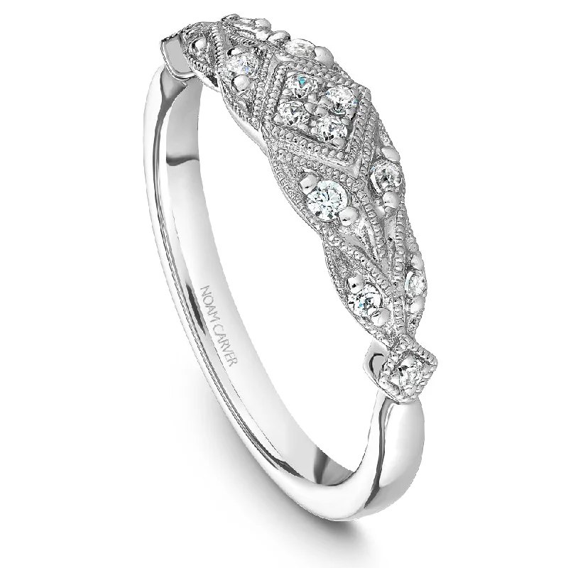 women's affordable engagement rings-Noam Carver Vintage Inspired Diamond Wedding Band B252-01B