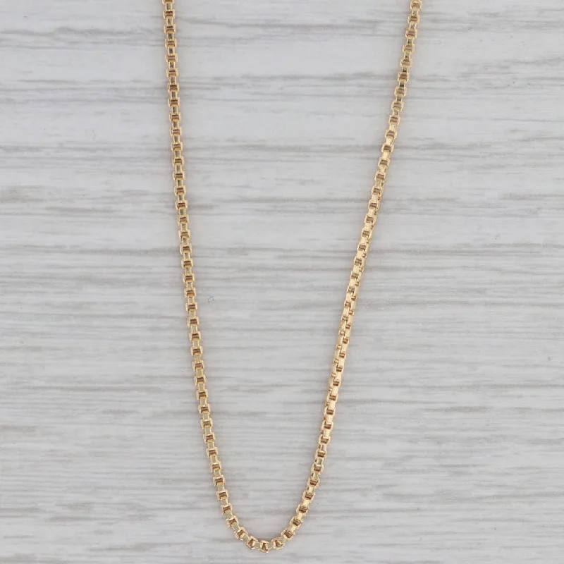 women's rose gold necklaces-Short 15" 1.3mm Box Chain Necklace 18k Yellow Gold