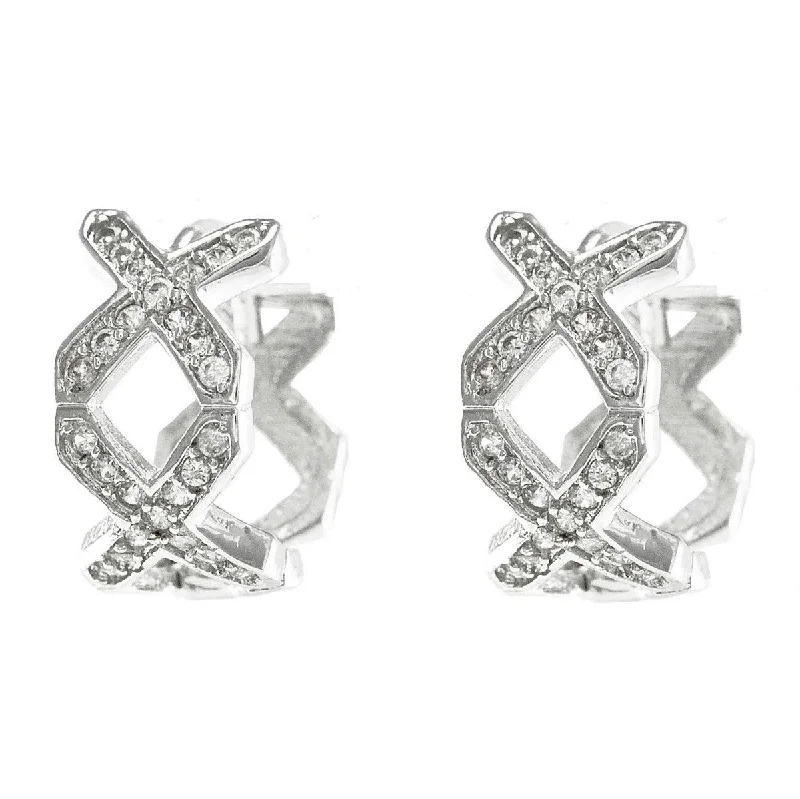 women's infinity earrings-Kavinli Twist CZ Huggie Earrings