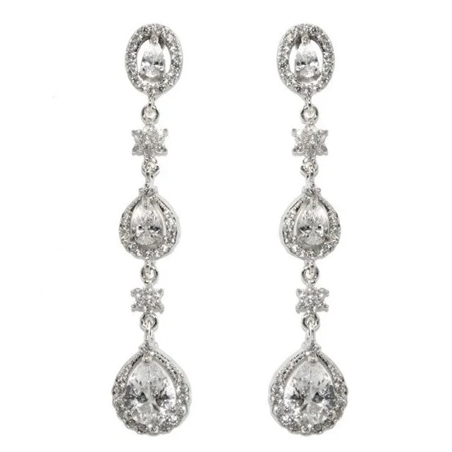 women's infinity earrings-Alina Pear Drop Dangle Chandelier Earrings | 55mm