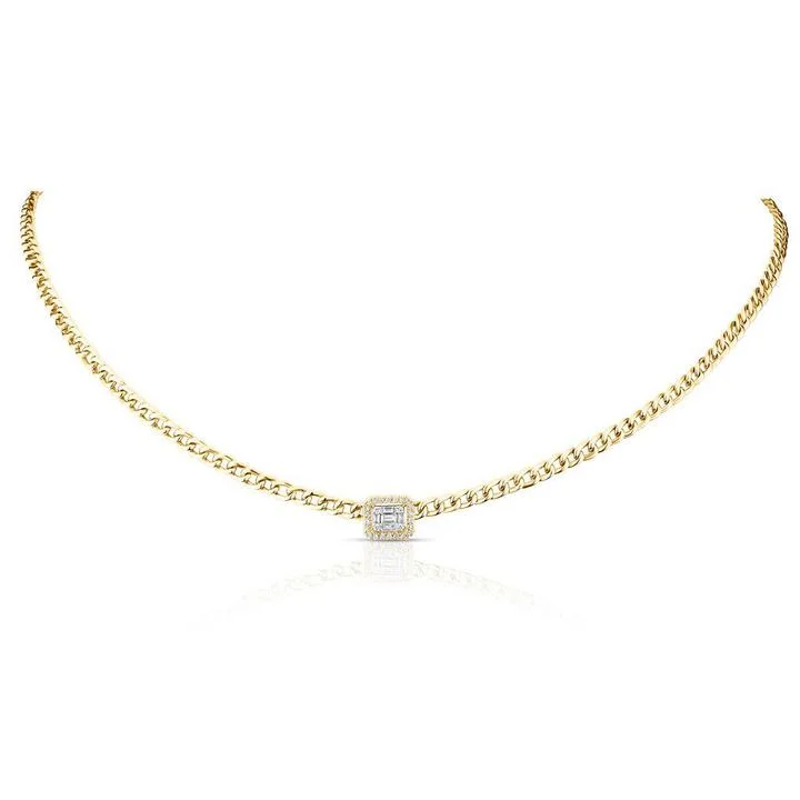 women's diamond necklaces-14K Yellow Diamond Chainlink Collar/Choker Necklace