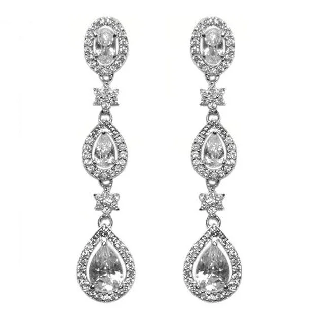 women's oversized earrings-Trina Cascade Pear Linear Chandelier Earrings | 43mm