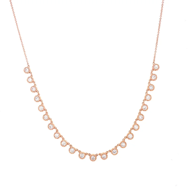 women's charm necklaces-14K Rose Gold Diamond Choker Adjustable Necklace