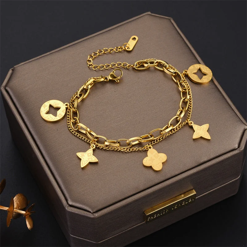 921 Double layered Presbyopia Bracelet - Gold