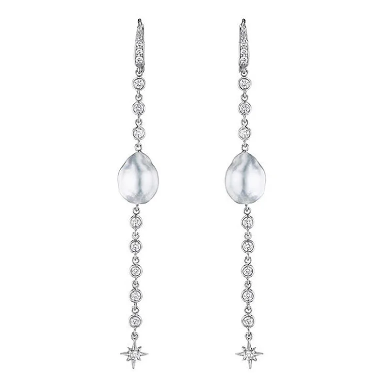 women's trendy earrings-3-Inch Pearl Drop Earrings