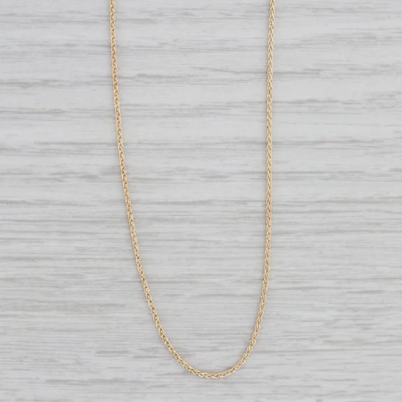 women's statement necklaces-17.75" Wheat Chain Necklace 10k Yellow Gold 1mm