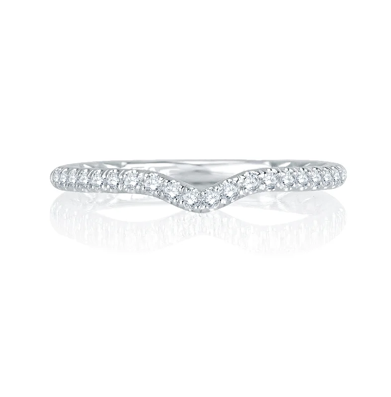 women's floral engagement rings-A.Jaffe Signature Contoured Delicate Diamond Quilted Wedding Band MRS767Q/17