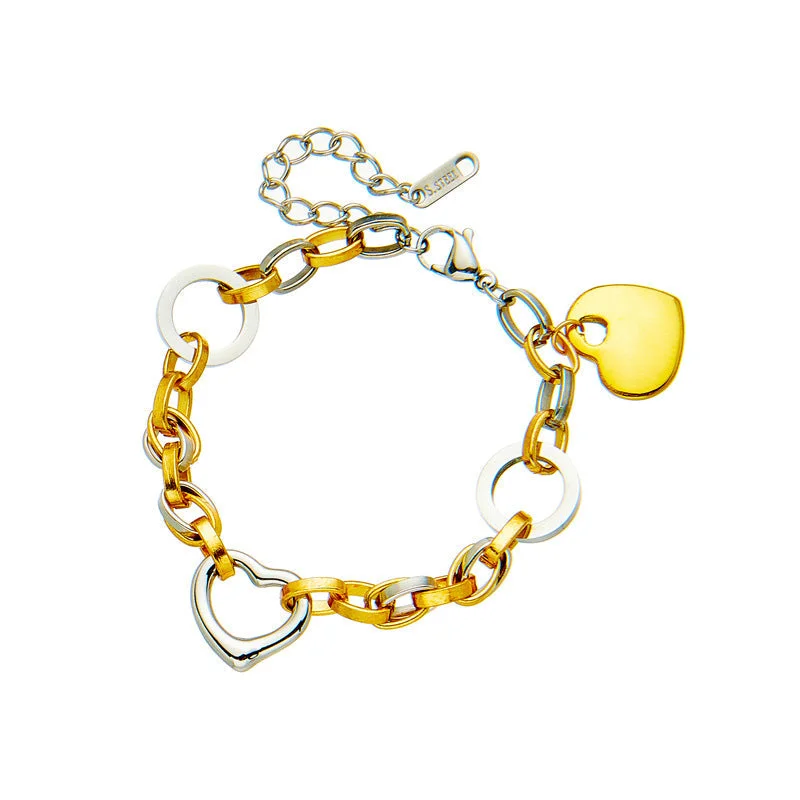 women's friendship bracelets-Women Heart Heart Stainless Steel Bracelets