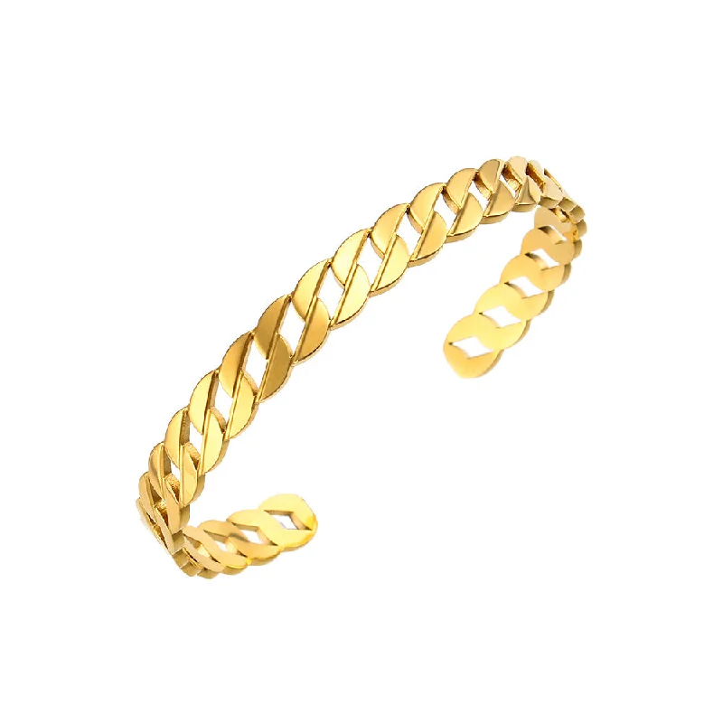 Single layer chain wide spacing open bracelet