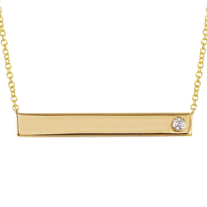 women's layered gold necklaces-14k Yellow Gold Engravable Polished Bar Necklace