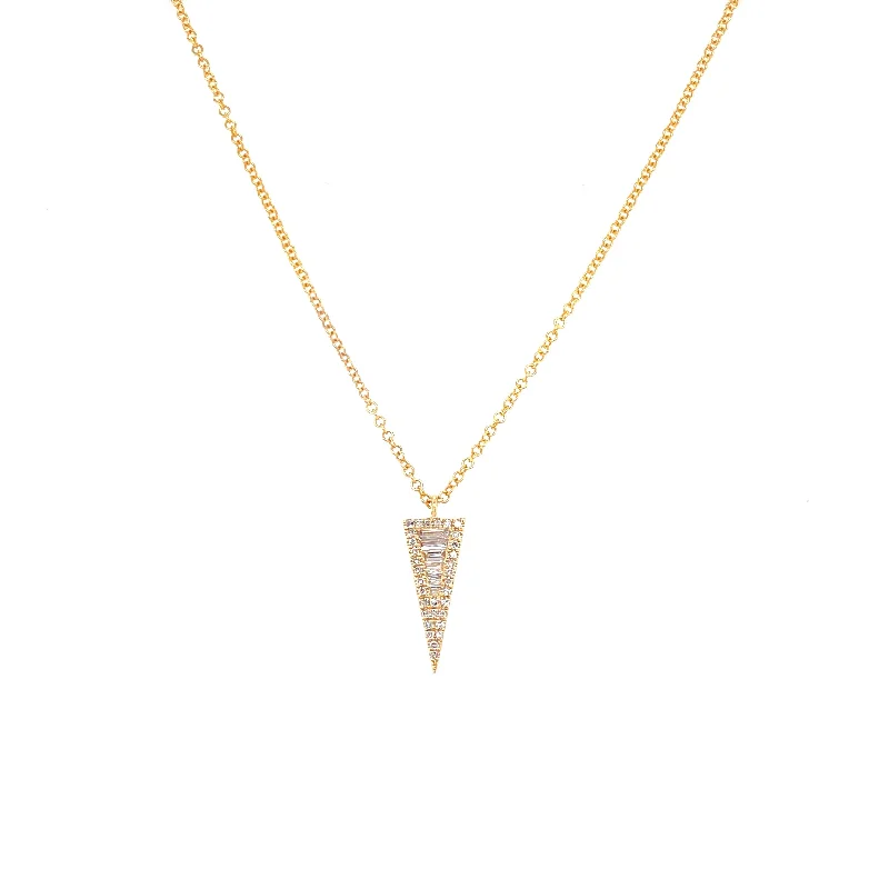 women's silver statement necklaces-14K Yellow Gold Diamond Mini Triangle Necklace