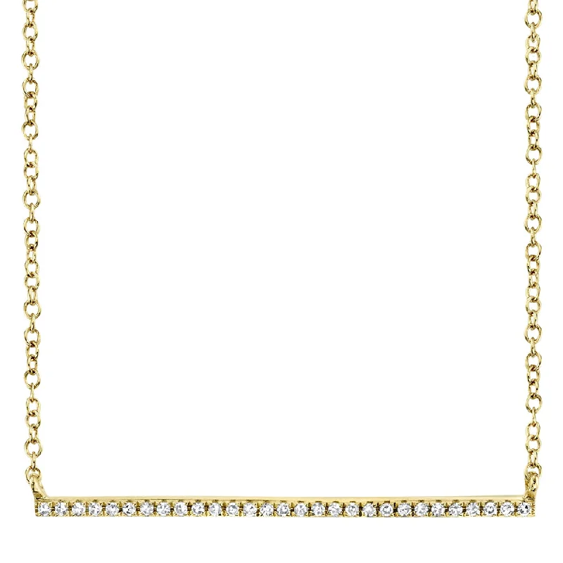 women's layered gold necklaces-14K Yellow Gold Diamond Bar Necklace