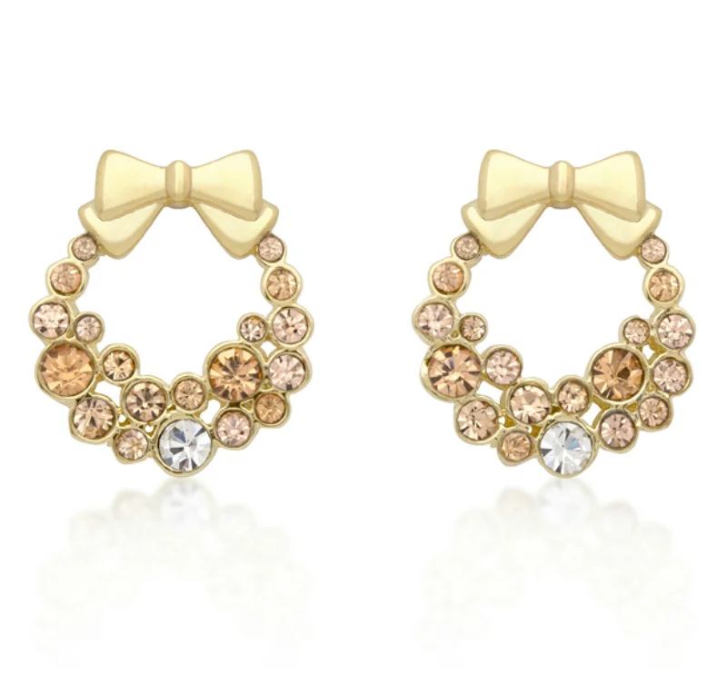 women's luxury earrings-Onia Holiday Wreath Earrings | 3ct | Cubic Zirconia | 18k Gold