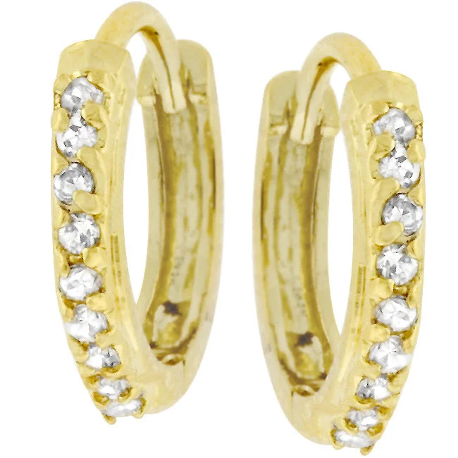 women's vintage earrings-Betty Tiney CZ Huggie Earrings