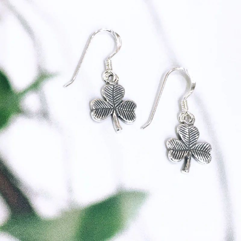 women's statement chandelier earrings-Sterling Silver Shamrock Earrings