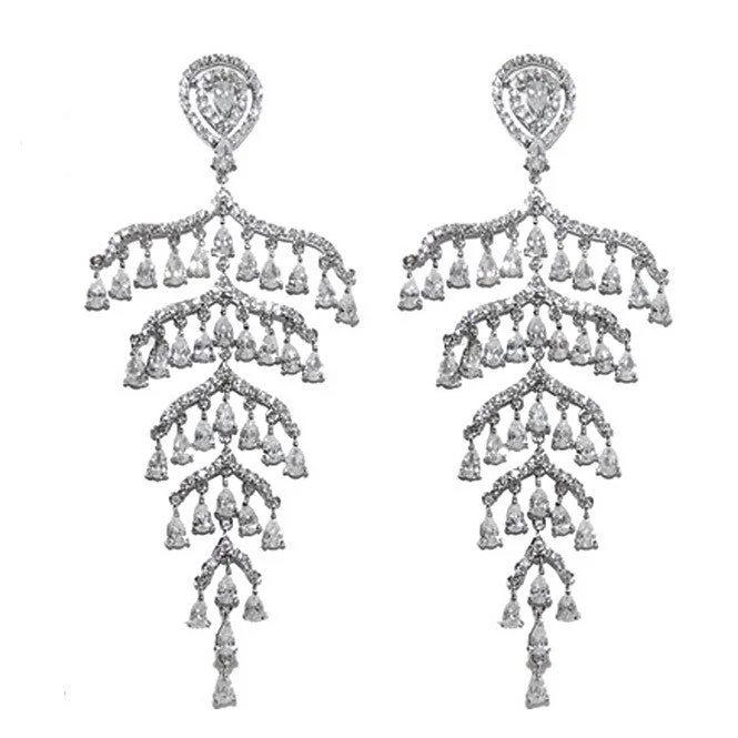 women's engraved earrings-Belem Cascade Drops Chandelier Earrings | 102mm