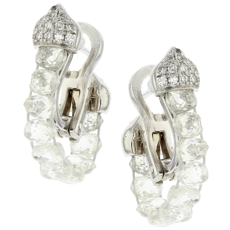 women's designer earrings-Briolette Diamond Loop Earrings