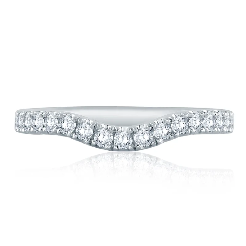 women's platinum diamond engagement rings-A.Jaffe Signature Contoured French Pave Diamond Wedding Band MRS578/34