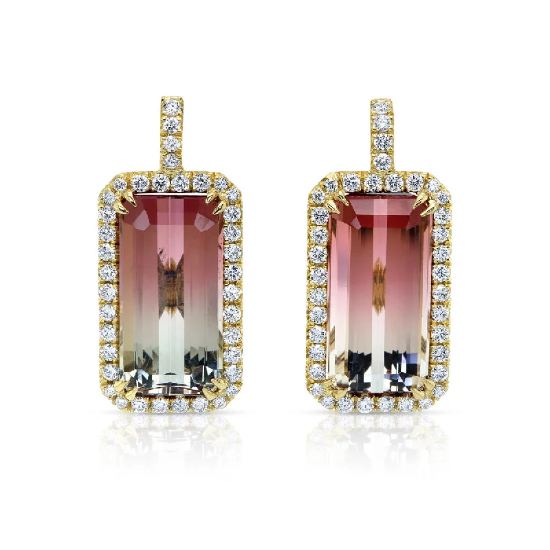 women's hoop earrings-Bi-Color Tourmaline and Diamond Earrings