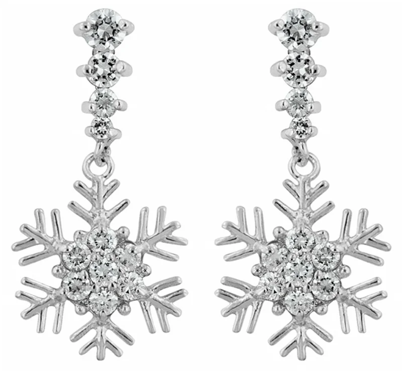 women's two-tone earrings-Telmae Snowflake  Drop Earrings | 2ct