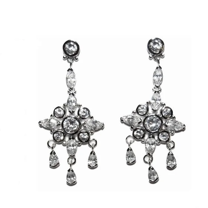 women's colorful earrings-Ishiko Art Deco CZ Chandelier Earrings