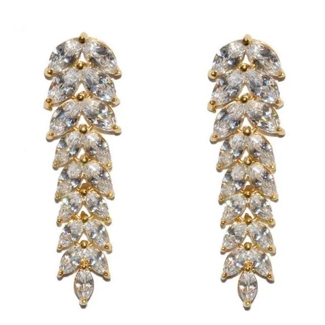 women's retro earrings-Janipa Marquise Linear Gold Earrings | 7ct