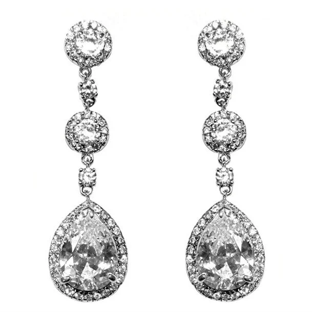 women's layered earrings-Amberly Clear Chandelier Earrings | 57mm