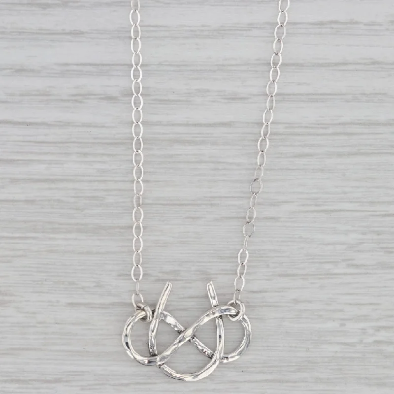 women's delicate necklaces-Horseshoe Infinity Knot Pendant Necklace Sterling Silver 17" Cable Chain