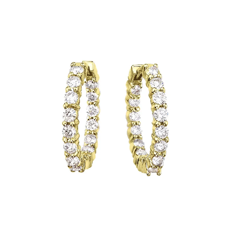 women's gemstone dangly earrings-18K Yellow Gold Perfect Diamond Hoop Earrings