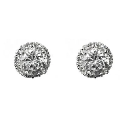 women's gold hoop earrings-Niabi Round Halo CZ Stud Earrings