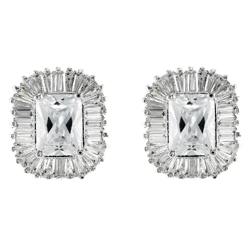 women's heart earrings-Calia Radiant Halo CZ  Stud Earrings