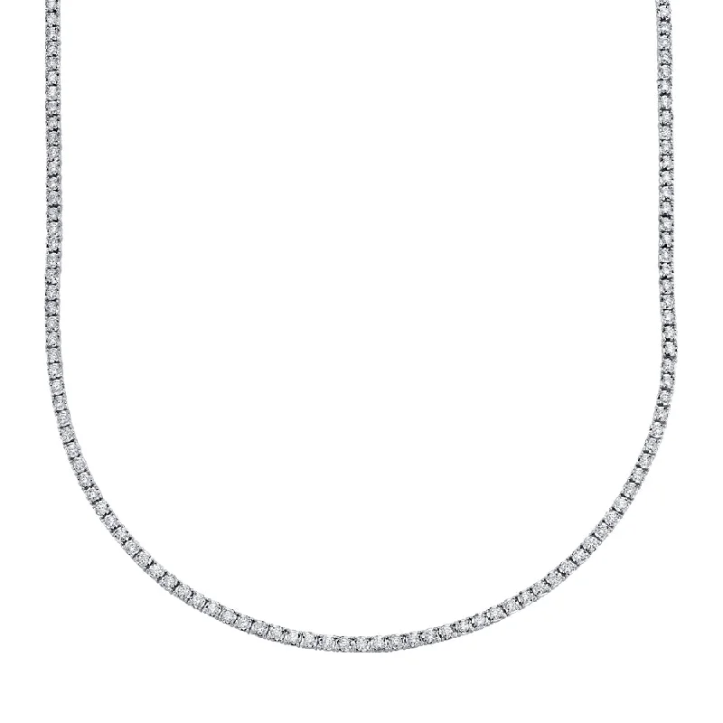 women's chain link necklaces-14K White Gold Diamond Small Tennis Necklace