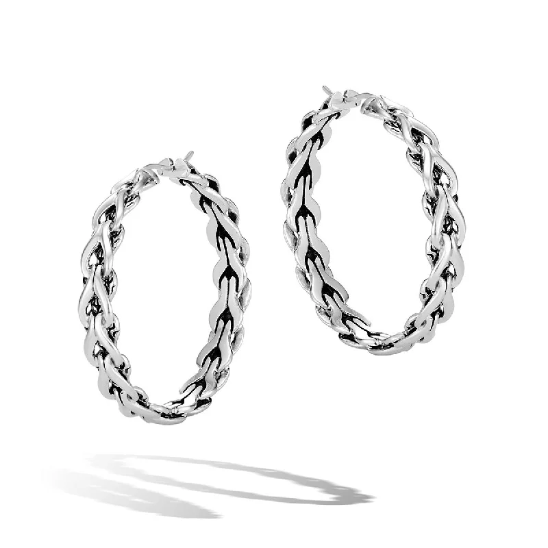 women's stud earrings-Asli Classic Chain Link Silver Medium Hoop Earrings