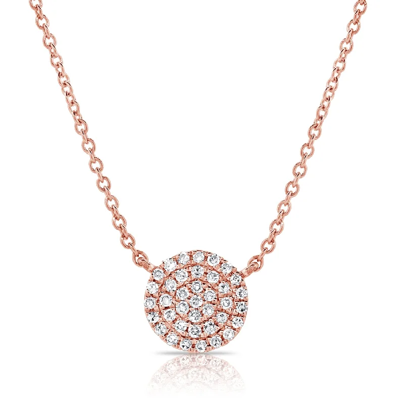 women's heart-shaped necklaces-14K Rose Gold Diamond Disc Medium Necklace