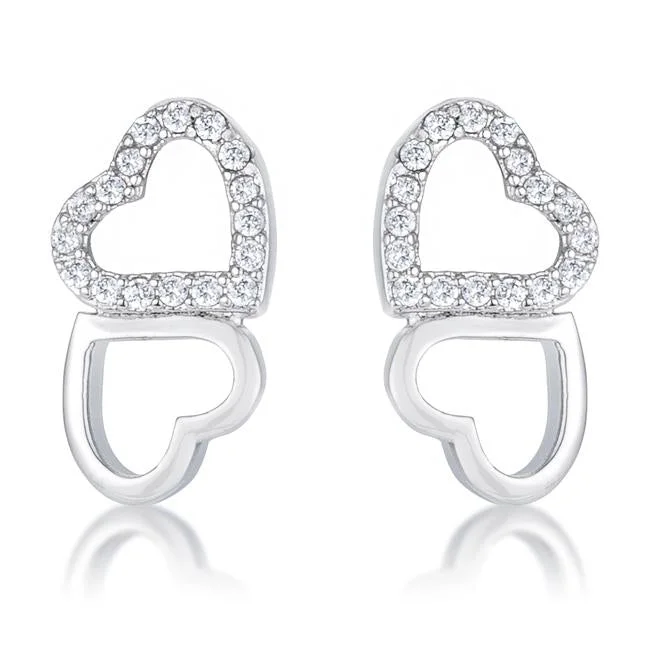 women's designer earrings-Blair Melded Hearts CZ Stud Earrings