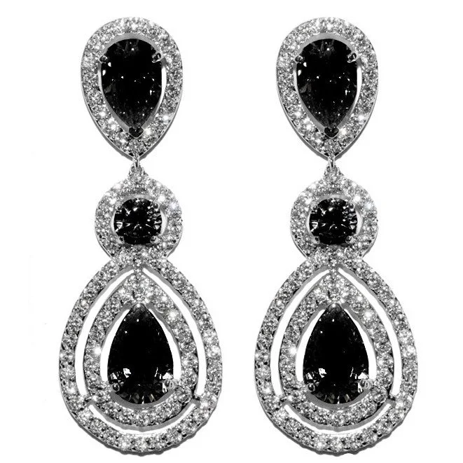 women's matching earring sets-Louisa Black Chandelier Earrings