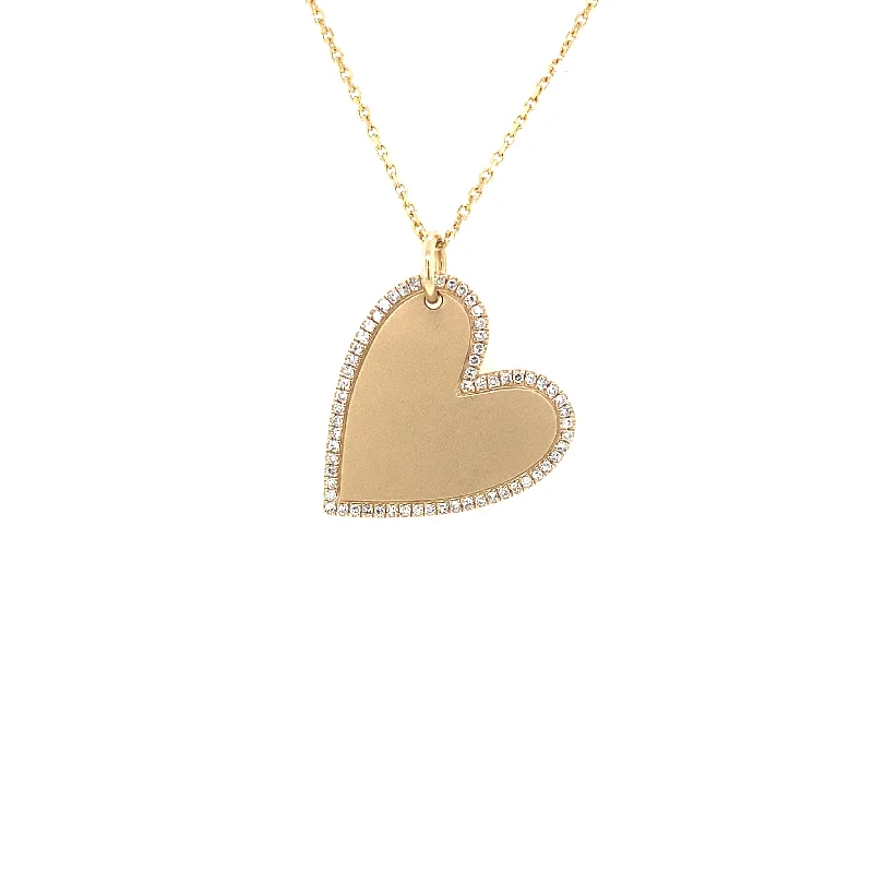 women's celestial necklaces-14K Yellow Gold Diamond Heart Necklace