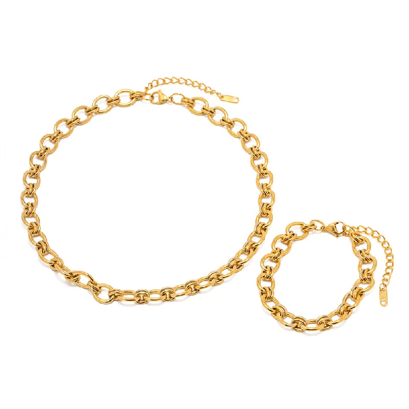 women's simple bracelets-Women IG Style Circle Geometric Stainless Steel 18K Gold Plated Bracelets