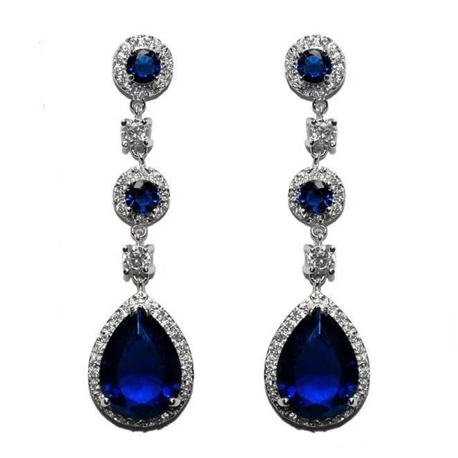 women's two-tone earrings-Amberly Sapphire Chandelier Earrings | 57mm