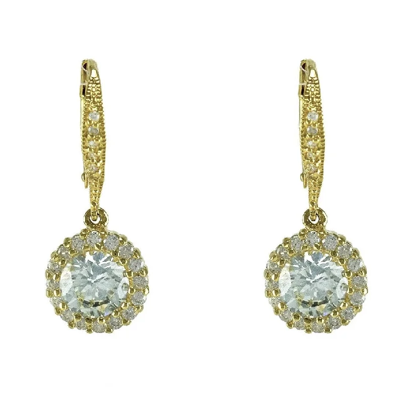 women's birthstone earrings-Chasity Round Drop Earrings | 2.8ct | 18k Gold